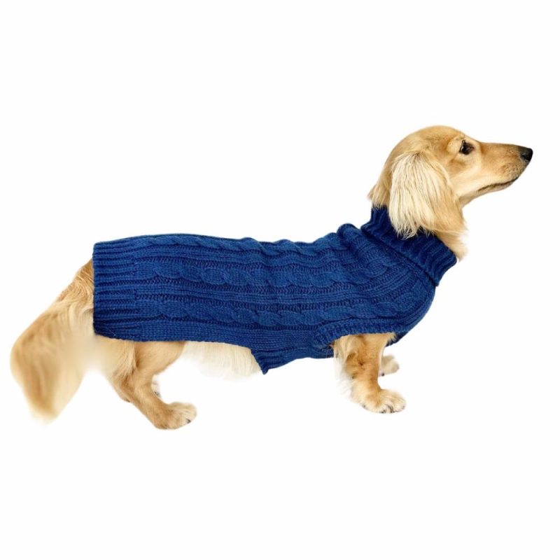 Wool Sweaters | Dachshund Cable Dog Sweater/ Dog Jumper – Navy