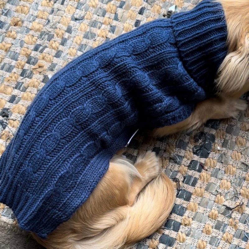 Wool Sweaters | Dachshund Cable Dog Sweater/ Dog Jumper – Navy