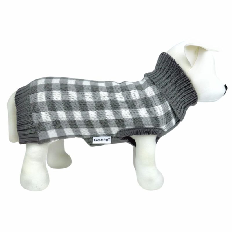 Wool Sweaters | Gingham Dog Sweater/ Dog Jumper – Grey