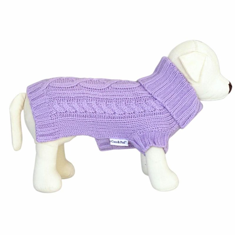 Wool Sweaters | Coco Cable Dog Sweater/ Dog Jumper – Lilac